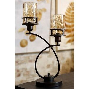 Elegant Bronze Candle Holder with Glass Shades